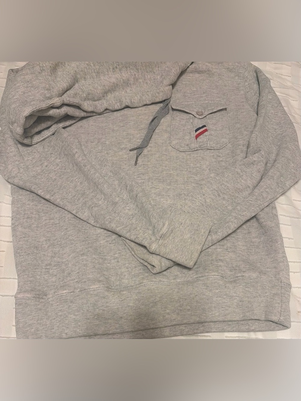 Moncler Light Gray Hooded Pullover with Chest Pocket - Picture 4 of 11
